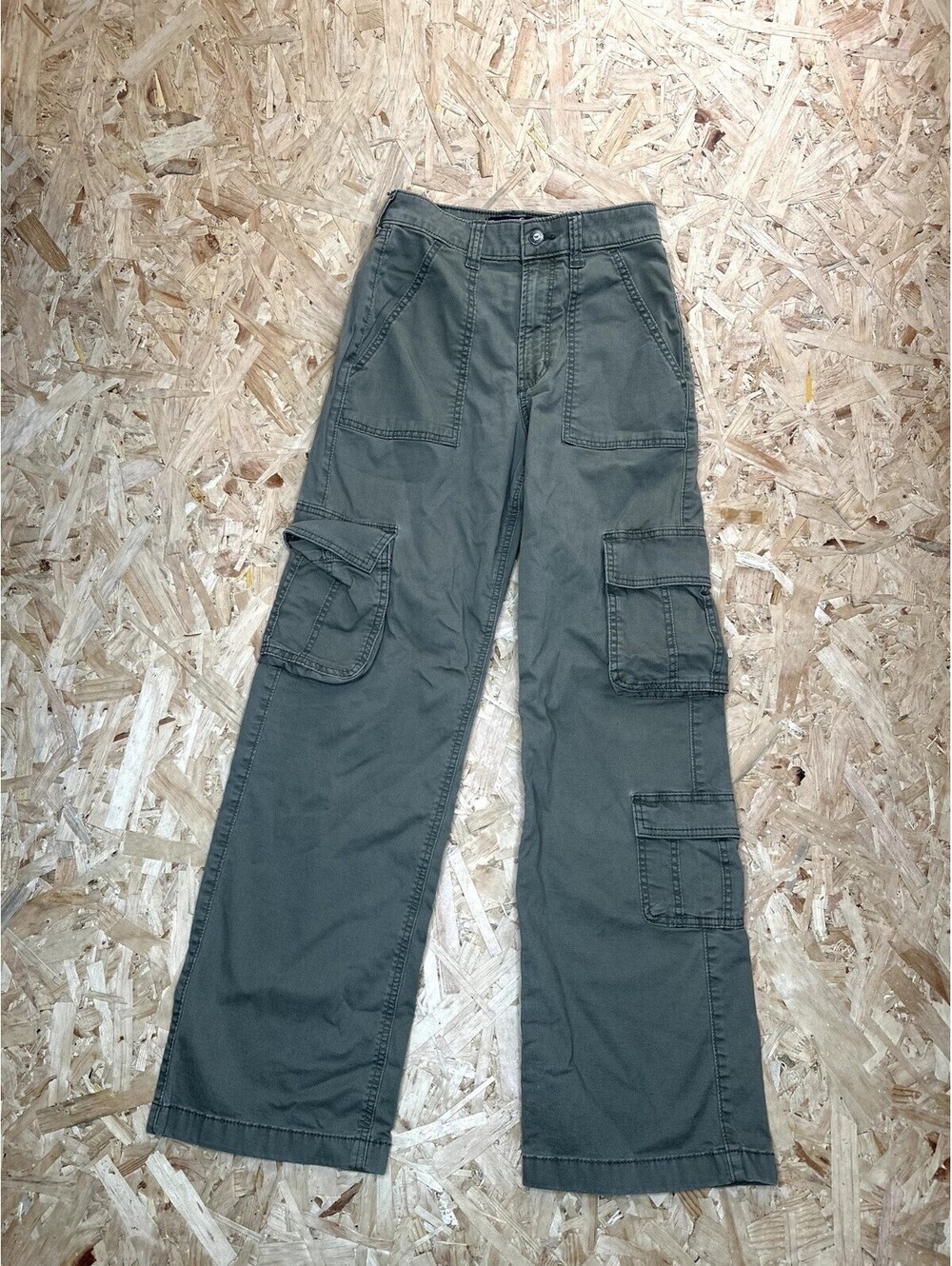 Hollister Ultra High Rise Baggy Cargo Pants Womens 0R W25 Green Utility Y2K